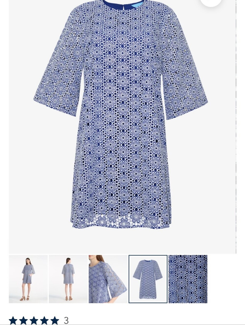 Draper James NWT Carolyn Bell Sleeve Minidress In Daisy Lace Blue & White Sz M